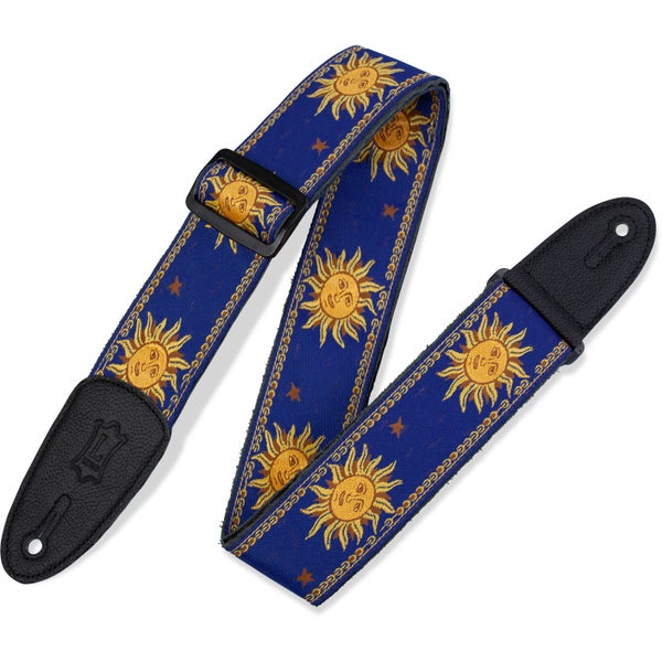 Levys Leathers MPJG-SUN-BLU geweven gitaarband met print - blauw met zon