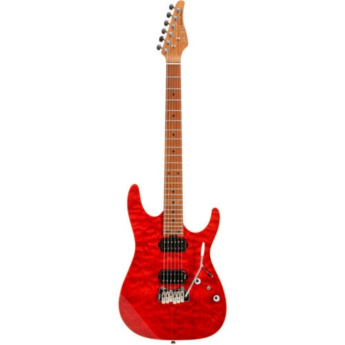 Fazley Sunrise Series Seawave Transparent Red Electric Guitar with Deluxe Gig Bag