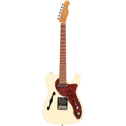 Fazley Sunset Series Tortoise Olympic White Electric Guitar with Gig Bag