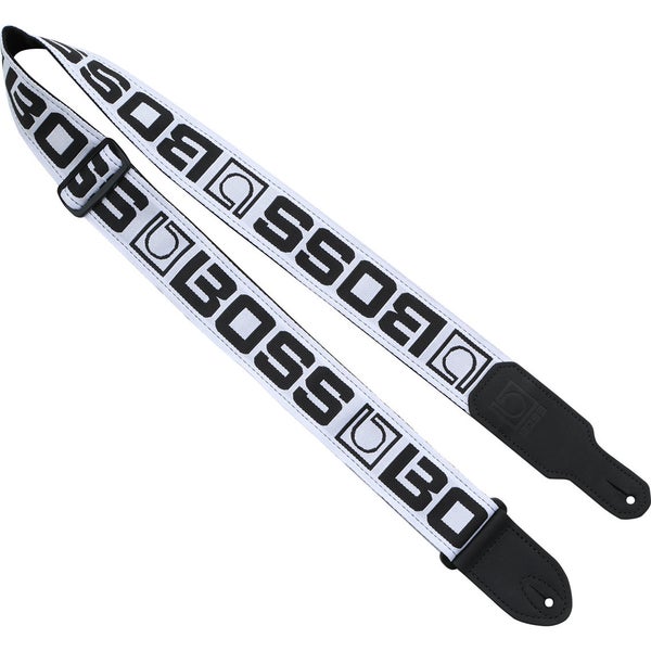 Boss BSM-20-WB gitaarband met Boss monogramlogo wit-zwart