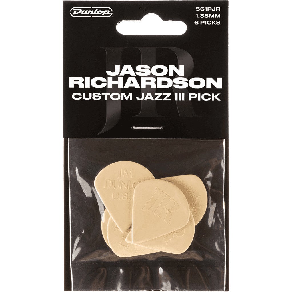 Dunlop 561PJR Jason Richardson Custom Jazz III 1,38 mm Plectrums (Pack of 6)