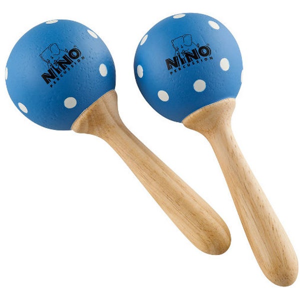 Nino Percussion NINO7PD-B houten maracas klein met polka stippen
