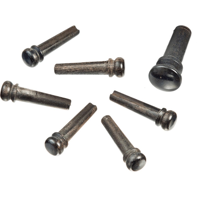 D'Addario PWPS1 Wood Bridge Pins Ebony brugpinnen (set van 6)