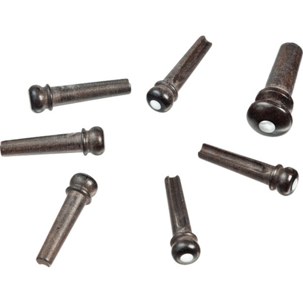 D'Addario PWPS3 Wood Bridge Pins Ebony with Pearl inlay brugpinnen (set van 6)