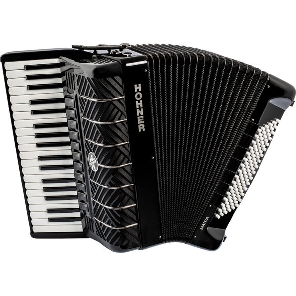 Hohner Mattia IV 96 BK stage accordeon met wit pianoklavier