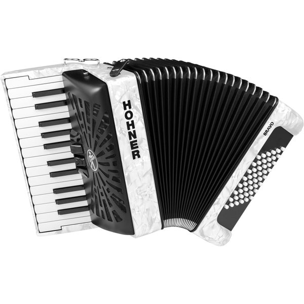 Hohner Bravo II 48 Wit, Silent Key accordeon