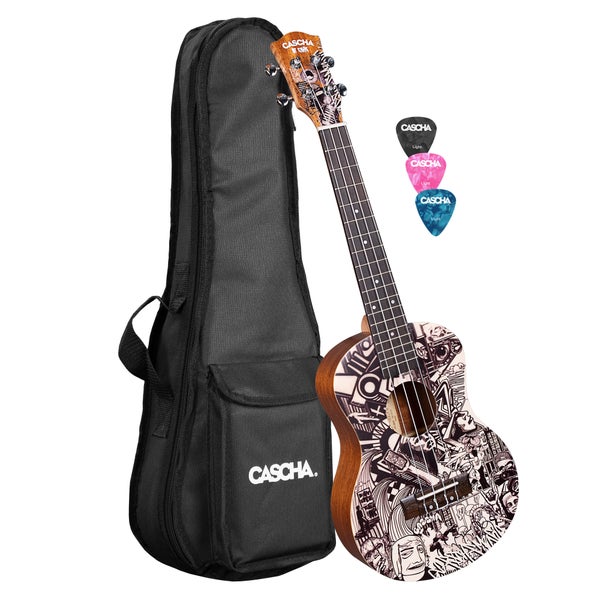 Cascha HH 2609 Art Series Sketch tenor ukelele massief spar bovenblad met gigbag