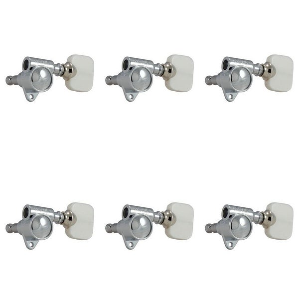 Grover Vintage Rotomatics Pearloid Button 103 series chrome stemmechanieken set van 6 - 3x3
