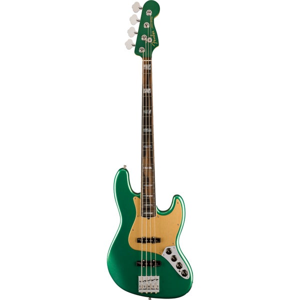 Fender American Ultra Jazz Bass Mystic Pine Green EB elektrische basgitaar met koffer