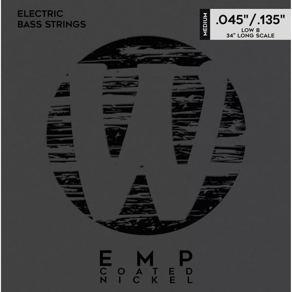 Warwick EMP Coated 38301 M 5B Nickel-Plated Steel Low B 45-135 snarenset voor 5-snarige elektrische bas
