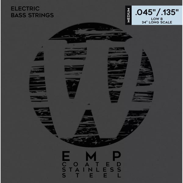 Warwick EMP Coated 38301 M 5B Stainless Steel Low B 45-135 snarenset voor 5-snarige elektrische bas