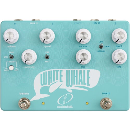 Crazy Tube Circuits White Whale V2 Analogue Spring Reverb Effects Pedal with Tremolo