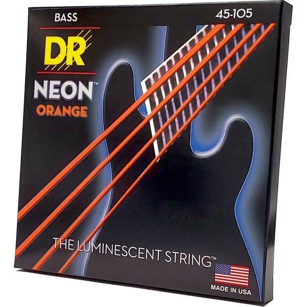 DR Strings NOB-45 Hi-Def Neon orange 45-105 set snaren voor elektrische basgitaar