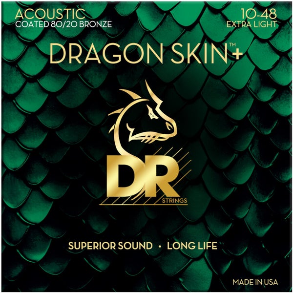 DR Strings Dragon Skin+ Coated 80/20 Extra Light 10-48 snaren voor westerngitaar