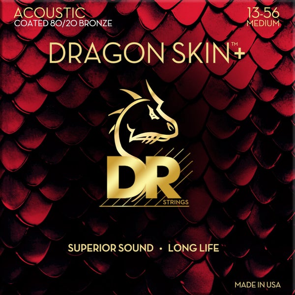 DR Strings Dragon Skin+ Coated 80/20 Medium 13-56 snaren voor westerngitaar