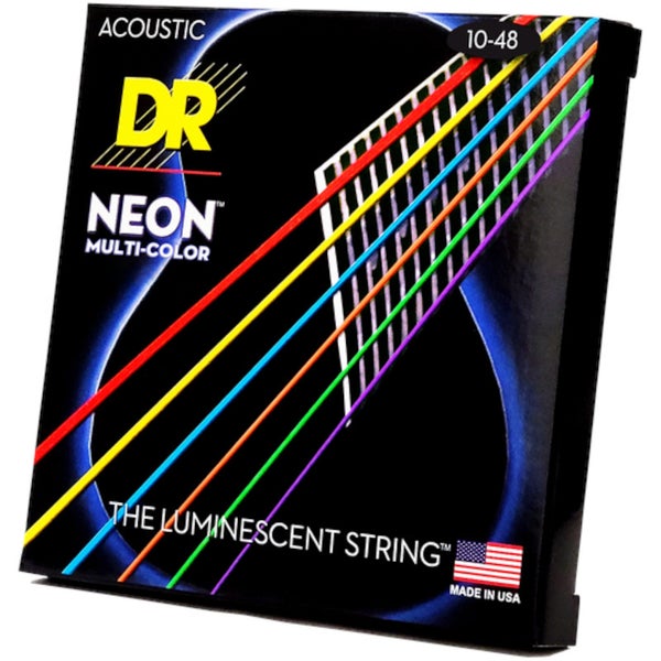 DR Strings NMCA-10 Hi-Def Neon multi-color 10-48 set snaren voor akoestische westerngitaar