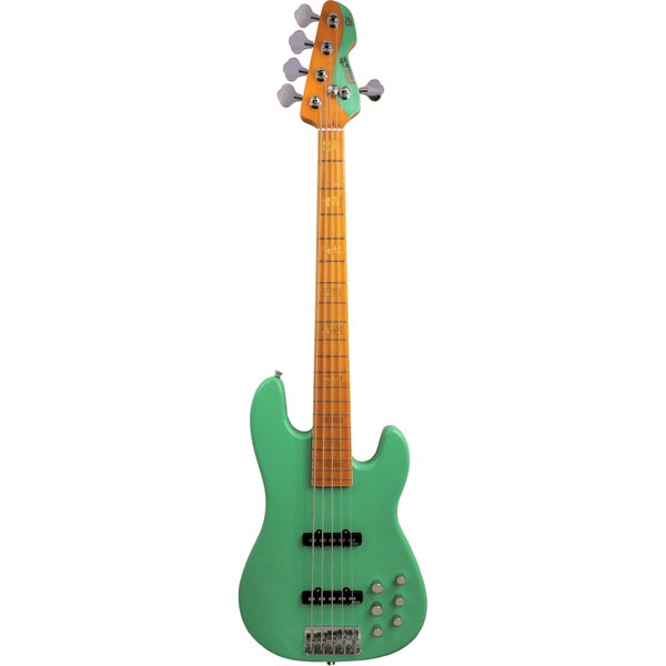 Markbass MB GV 5 Gloxy Val Surf Green CR MP 5-snarige elektrische basgitaar met gigbag