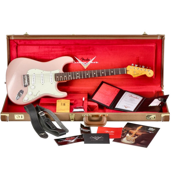 Fender Custom Shop 1963 Stratocaster NOS RW Shell Pink met deluxe koffer en certificaat van echtheid - R124258