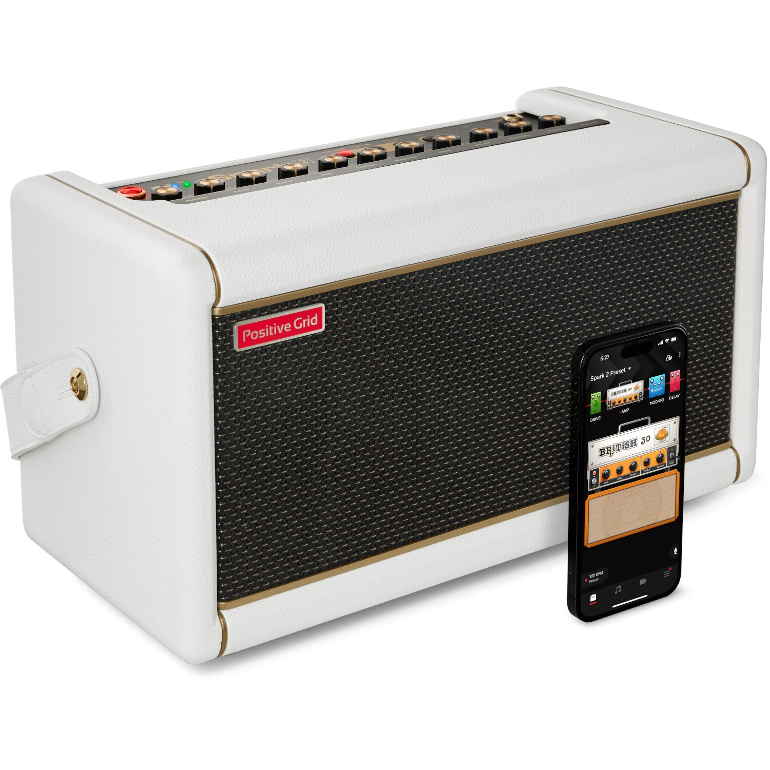 Positive Grid Spark 2 Pearl 50 Watt Smart Guitar Practice Amp & Bluetooth Speaker