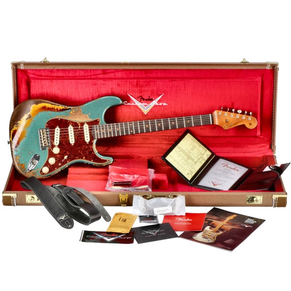 Fender Custom Shop Limited Edition Roasted '61 Strat Super Heavy Relic Aged Sherwood Green over 3-Color Sunburst - CZ576040