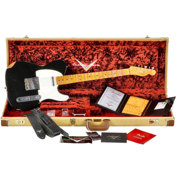 Fender Custom Shop Limited Edition Reverse '50s Telecaster Relic Aged Black met deluxe koffer en CoA - R125768