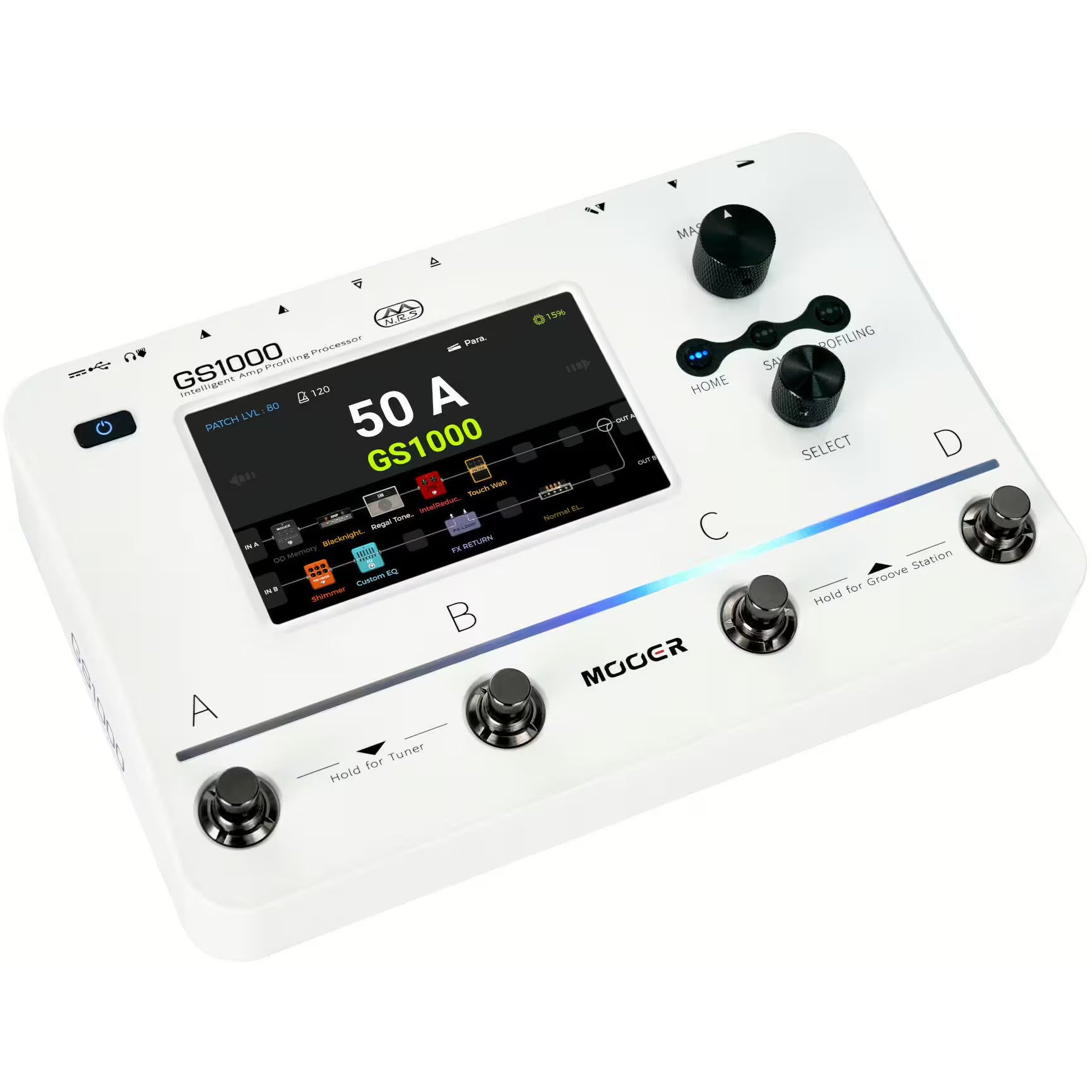 Mooer GS1000 - Intelligent Amp Profiling Processor voorversterker wit