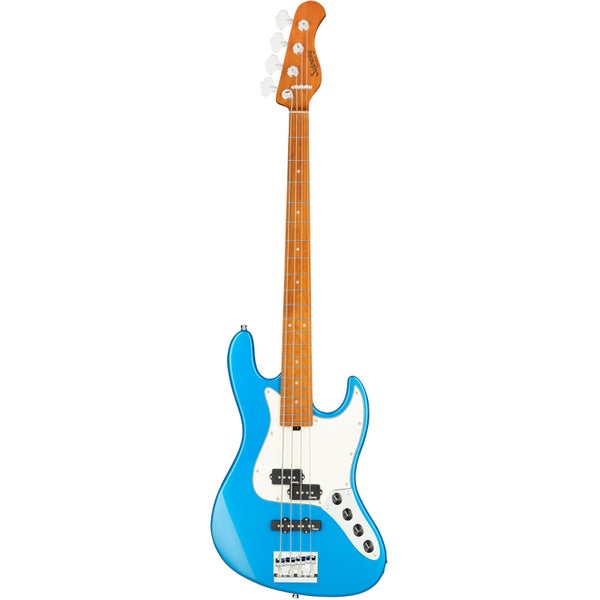 Sadowsky MetroExpress Hybrid P/J Bass Roasted Maple Solid Ocean Blue Metallic High Polish elektrische basgitaar met gigbag