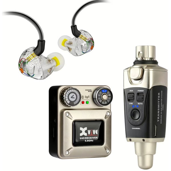 Xvive U45T9 In-Ear Monitor Wireless System 5.8 GHz bundel draadloos systeem en T9-oortjes