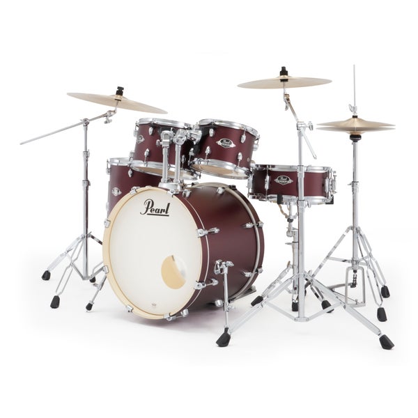 Pearl Export EXX705NNBR/C864 Satin Scarlet 5d. drumstel met hardware en bekkenset (fusion)