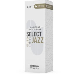 D'Addario Woodwinds ORSF05BSX4M Organic Select Jazz Baritonsaxofoonriet, 4 Medium, 5-pack
