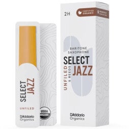 D'Addario Woodwinds ORRS05BSX2H Organic Select Jazz Baritonsaxofoonriet, 2 Hard, 5-pack, Unfiled