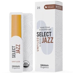 D'Addario Woodwinds ORRS05BSX2S Organic Select Jazz Baritonsaxofoonriet, 2 Soft, 5-pack, Unfiled