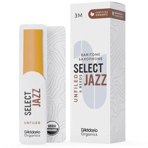 D'Addario Woodwinds ORRS05BSX3M Organic Select Jazz Baritonsaxofoonriet,  3 Medium, 5-pack, Unfiled