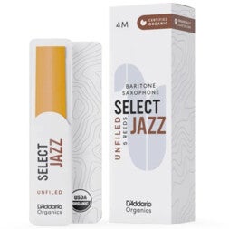 D'Addario Woodwinds ORRS05BSX4M Organic Select Jazz Baritonsaxofoonriet, 4 Medium, 5-pack, Unfiled