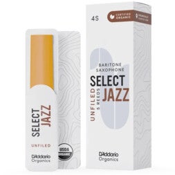 D'Addario Woodwinds ORRS05BSX4S Organic Select Jazz Baritonsaxofoonriet, 4 Soft, 5-pack, Unfiled