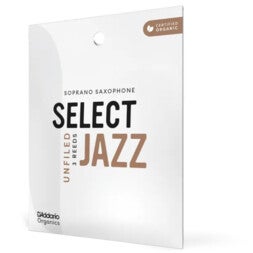 D'Addario Woodwinds ORRS03SSX2H Organic Select Jazz Sopraansaxofoonriet, 2 Hard, 3-pack, Unfiled