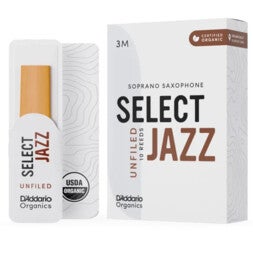 D'Addario Woodwinds ORRS10SSX3M Organic Select Jazz Sopraansaxofoonriet,  3 Medium,10-pack, Unfiled