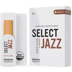 D'Addario Woodwinds ORRS10SSX3S Organic Select Jazz Sopraansaxofoonriet, 3 Soft, 10-pack, Unfiled