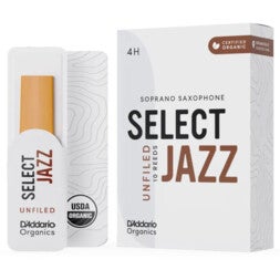 D'Addario Woodwinds ORRS10SSX4H Organic Select Jazz Sopraansaxofoonriet, 4 Hard, 10-pack, Unfiled