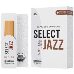 D'Addario Woodwinds ORRS10SSX4M Organic Select Jazz Sopraansaxofoonriet, 4 Medium,10-pack, Unfiled