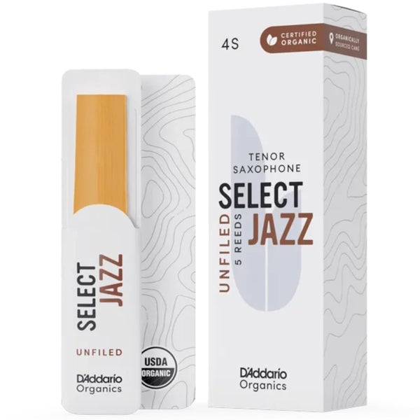 D'Addario Woodwinds ORRS05TSX4S Organic Select Jazz Tenorsaxofoonriet, 4 soft, 5-pack, Unfiled