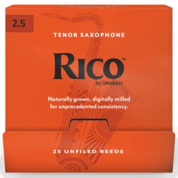 D'Addario Woodwinds RKA0125-B25 Rico Tenorsaxofoonriet, sterkte 2.5, 25-pack, Unfiled