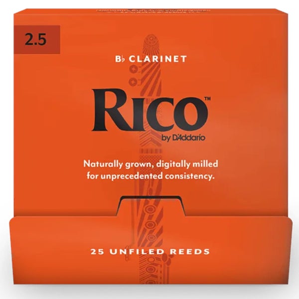 D'Addario Woodwinds RCA0125-B25 Rico Bb klarinetriet, 2.5, 25-Count Single Reeds, Unfiled