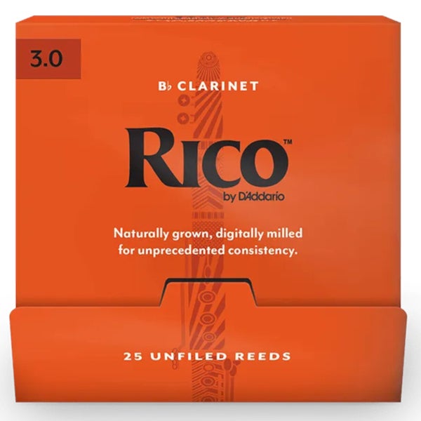 D'Addario Woodwinds RCA0130-B25 Rico Bb klarinetriet, 3.0, 25-Count Single Reeds, Unfiled