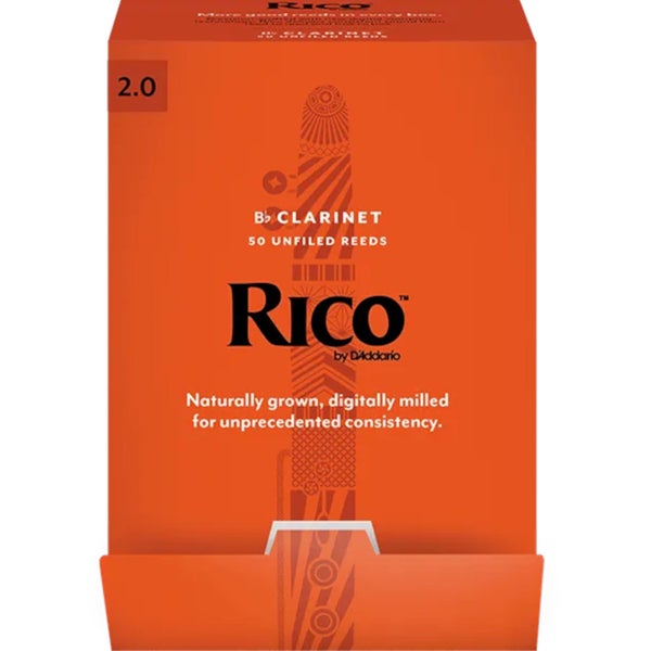 D'Addario Woodwinds RCA0120-B50 Rico Bb klarinetriet, 2.0, 50-pack, Unfiled