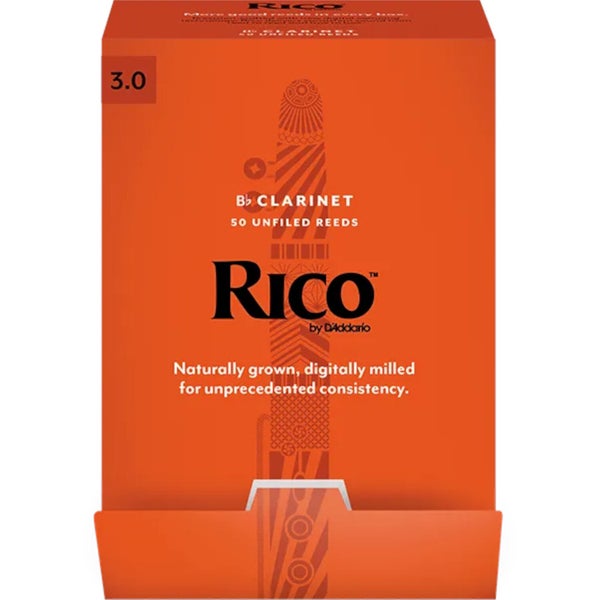 D'Addario Woodwinds RCA0130-B50 Rico Bb klarinetriet, 3.0, 50-pack, Unfiled