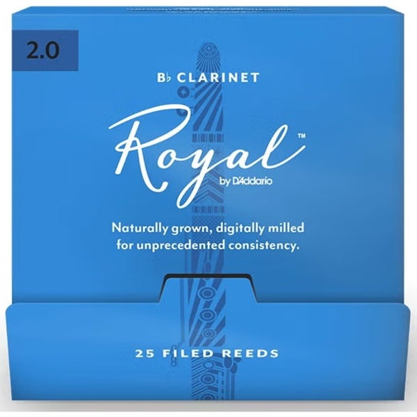 D'Addario Woodwinds RCB0120-B25 Royal Bb klarinetriet, sterkte 2.0, 25 stuks, filed