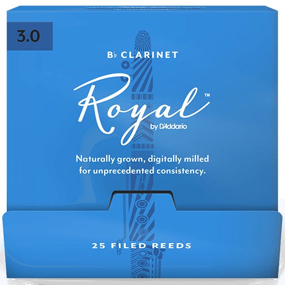 D'Addario Woodwinds RCB0130-B25 Royal Bb klarinetriet, sterkte 3.0, 25 stuks, filed