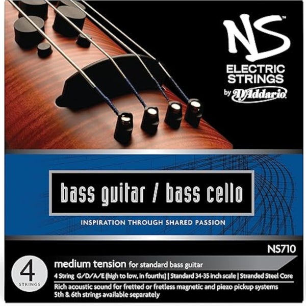 D'Addario NS710 NS Electric Bass/Cello 4/4 Scale, Medium Tension elektrische bass/cello snarenset
