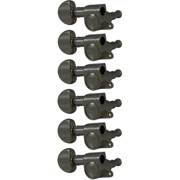 Grover 205BNL6 Mini Rotomatics with Round Button Black Nickel Gitaartuners, 6-in-line